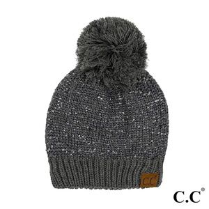 CC Dark Melange Grey  Sequin Pom Beanie